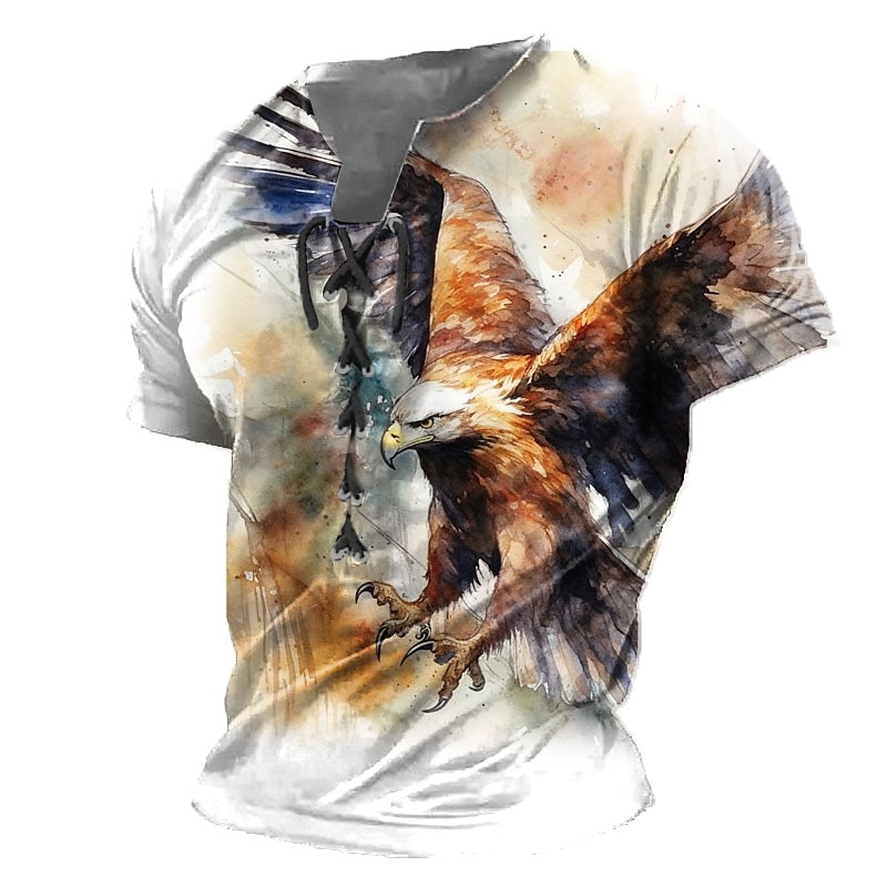 Herre T skjorte Grafisk Dyr Ørn Høy krage Klær 3D-utskrift Daglig Sport Ut på byen Kortermet Blondér Trykt mønster Polyester Årgang Mote Designer 2025 - $7.99 –P5