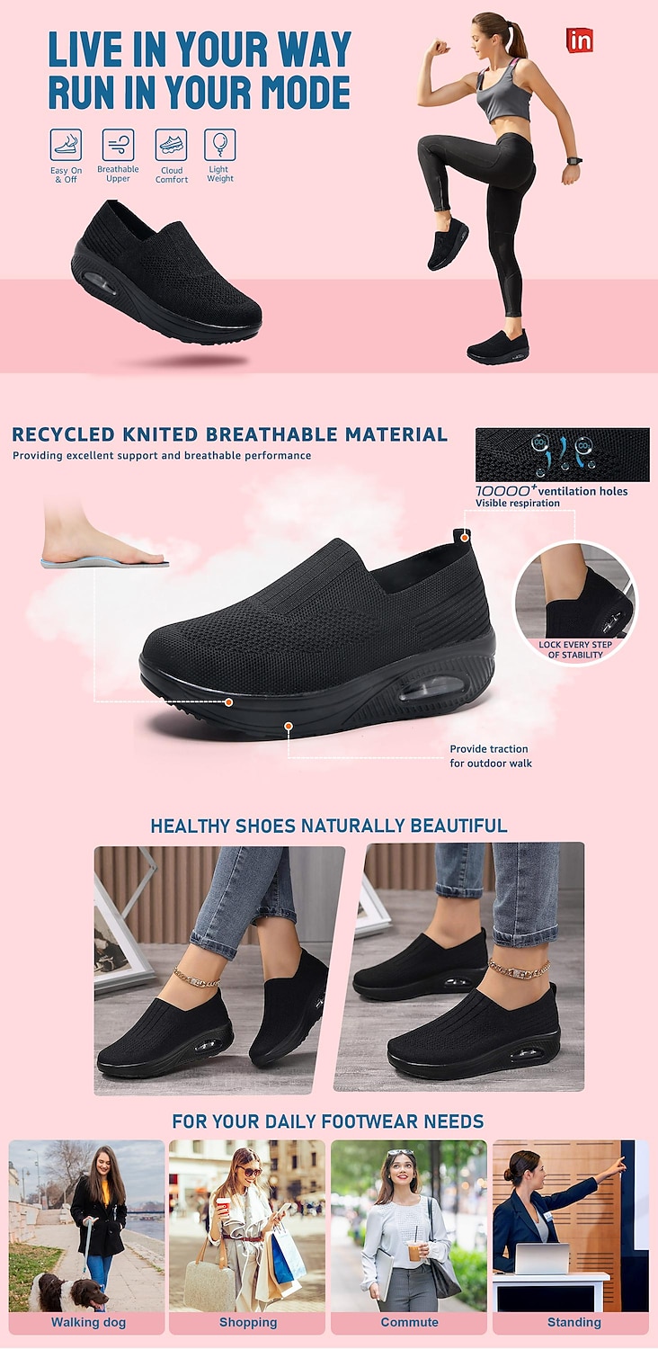 scarpe da ginnastica slip-on con cuscino d'aria da donna – scarpe da passeggio in rete traspirante per casual e sport del 2026 a $32.99 –P1