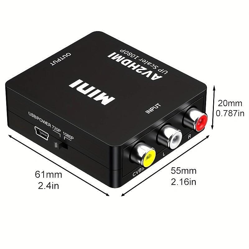 2025年 rca から hdmi、av から hdmi コンバーター 1080p ミニ rca コンポジット cvbs ビデオ オーディオ コンバーター アダプター テレビ/pc/ps3/stb/xbox vhs/vcr/ブルーレイ dvd プレーヤー用の pal/ntsc をサポート  コレクション – $14.99 –P2
