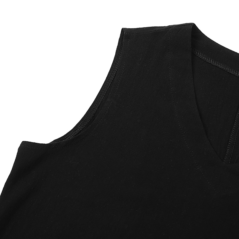 Women's Black Yellow khaki Summer Spring Midi Dress Linen-Inspired Dresses Casual Dress Cotton Linen Dress Basic Casual Outdoor Vacation Daily Regular Fit Pure Color V Neck 2025 - $26.99 –P8