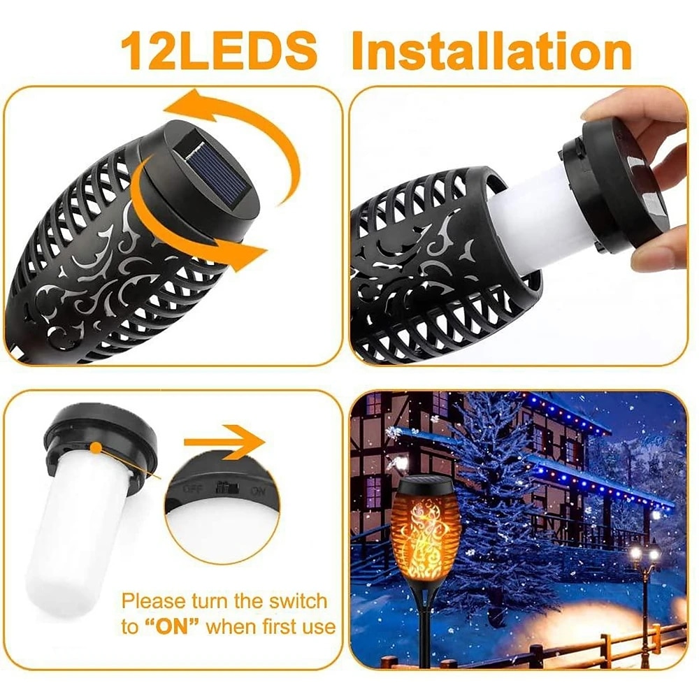 2025年 2/4 個ソーラーライト屋外ソーラートーチライトちらつき炎付き 12 LED ハロウィン装飾 Waterpoof 風景自動オン/オフ庭パティオ家の装飾ランタン  コレクション – $19.99 –P13