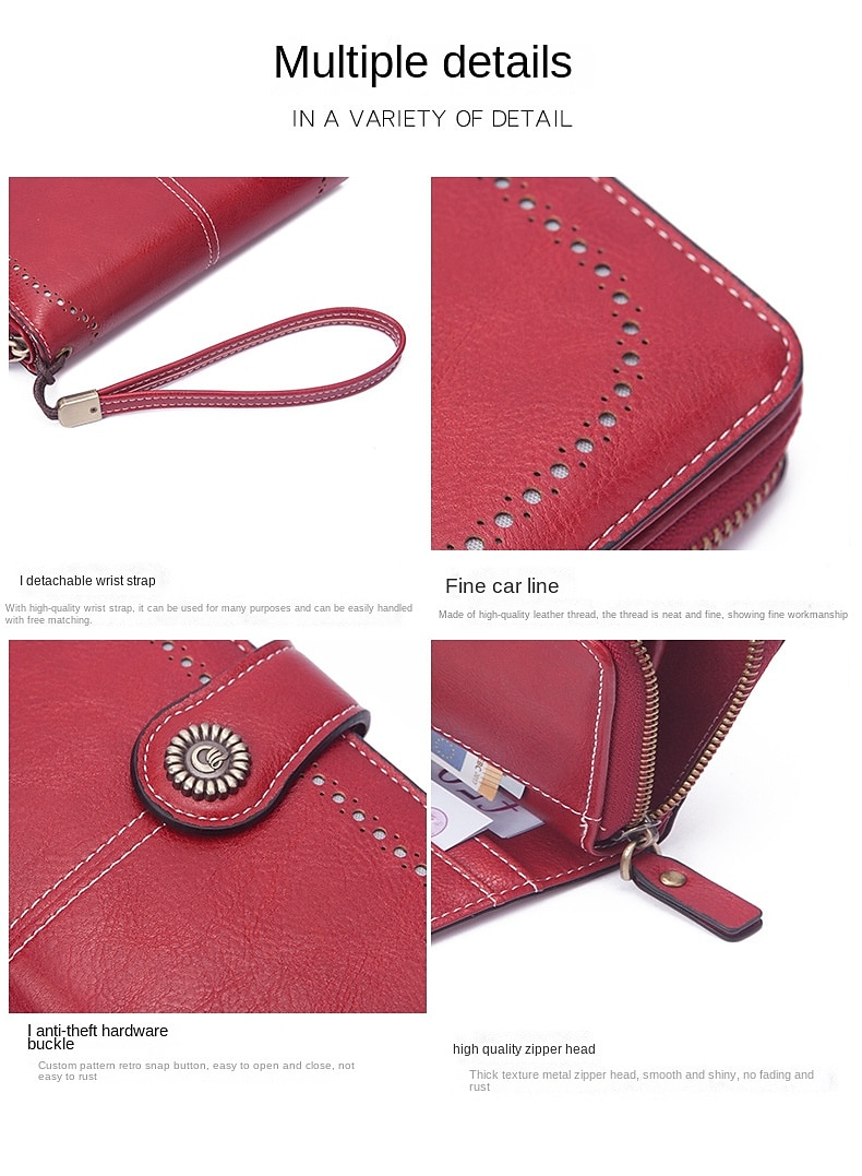 RFID-blokkerende portemonnee van imitatieleer voor dames - grote clutch met rits, 24 kaartsleuven en polsbandje 2026 - $24.99 –P6