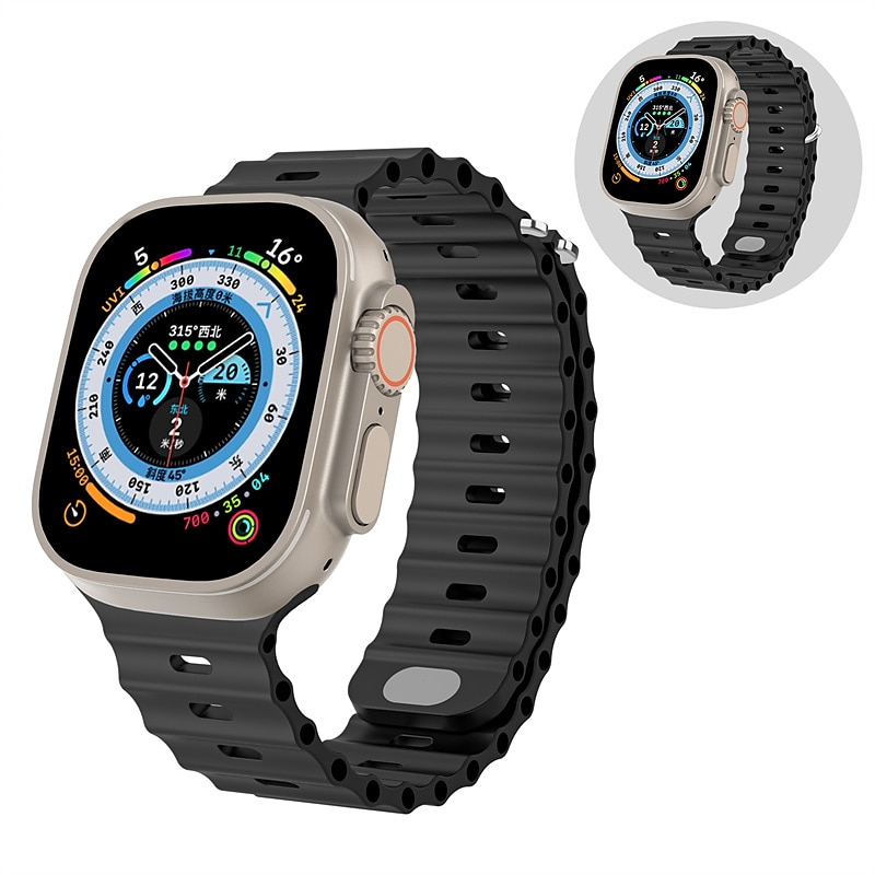 להקת אוקיינוס מותאם ל רצועת השעון של Apple Watch 38 מ"מ 40 מ"מ 41 מ"מ 42 מ"מ 44 מ"מ 45 מ"מ 49 מ"מ עמיד במים מתכוונן נשים גברים סיליקוןריצה רצועת שעון חלופית ל iwatch Series Ultra 8 7 6 5 4 3 2 1 SE 2025 - $10.99 -P2