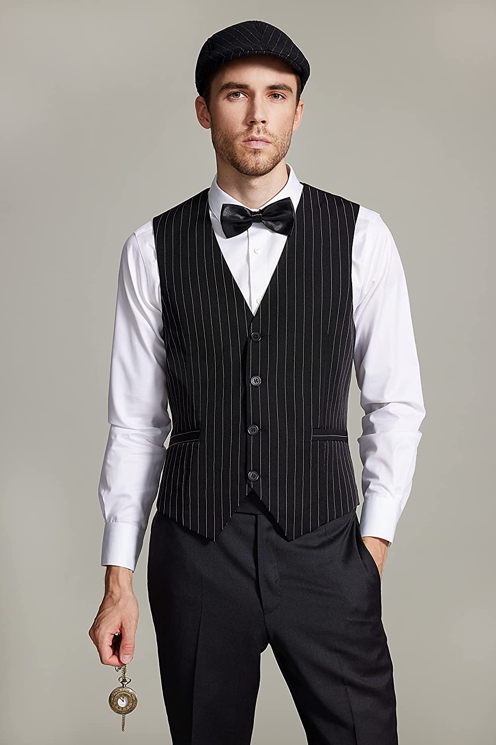 Velký Gatsby Gentleman Gangster Retro Řvoucí 20s 20. léta 20. století Úbory Kamizelka Panamský klobouk Sada příslušenství Pánské Kostým Retro Kostýmová hra Maturitní ples Festival Nákrčník Vánoce 2025 - $44.99 –P10