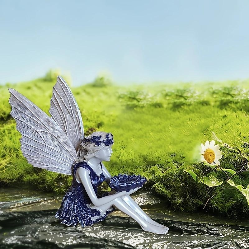 Fairy Statue,Fairy Angel Crafts, Resin Garden Sculpture Butterfly Wings Flower Elf Outdoor Decoration, For Home Decor Patio Lawn 2025 - $15.49 –P5