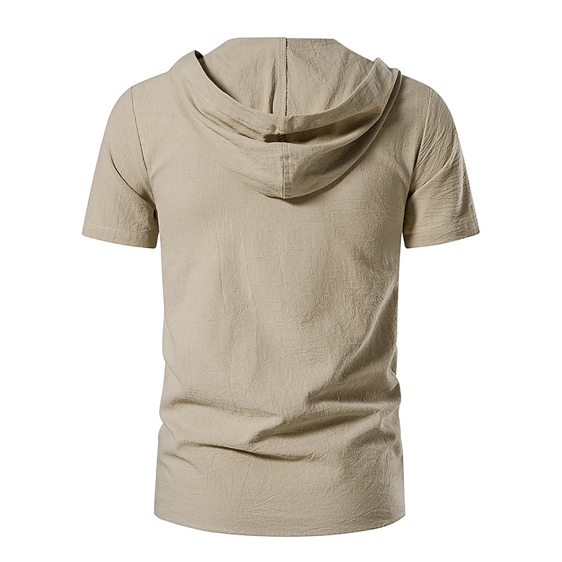 t-shirt vichinga medievale in cotone a maniche corte con cappuccio camicie da uomo in stile retrò con lacci hippie abbinati al costume larp del 2025 a $37.99 –P5
