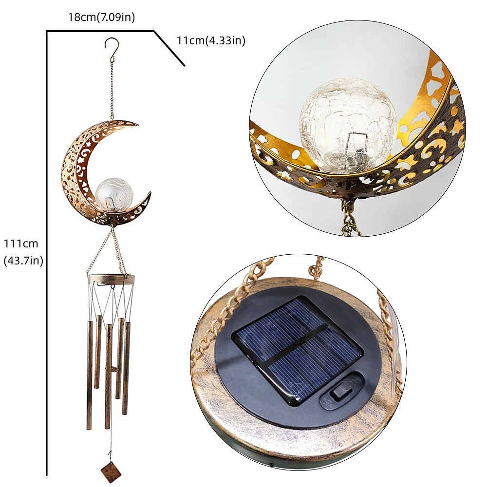 sinos de vento solares luz ao ar livre lua sol estrela lâmpada ferro forjado sol gramado inundação pátio decoração de jardim ao ar livre à prova d'água luz branca quente de 2025 por $30.99 –P6