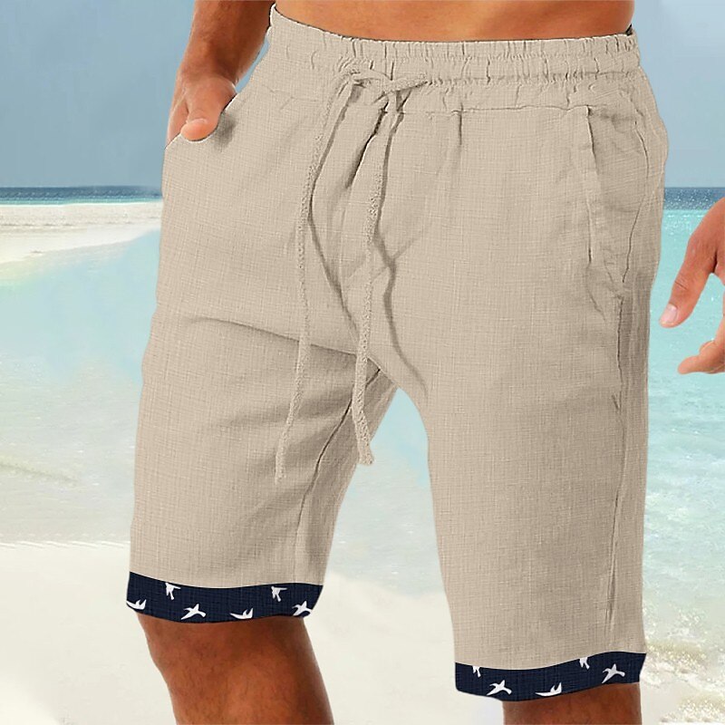 Homens Calção Shorts de verão Shorts de praia Patchwork Com Cordão Cintura elástica Tecido Conforto Respirável Curto Casual Diário Feriado Moda Estilo Clássico Branco Azul de 2025 por $20.99 –P4