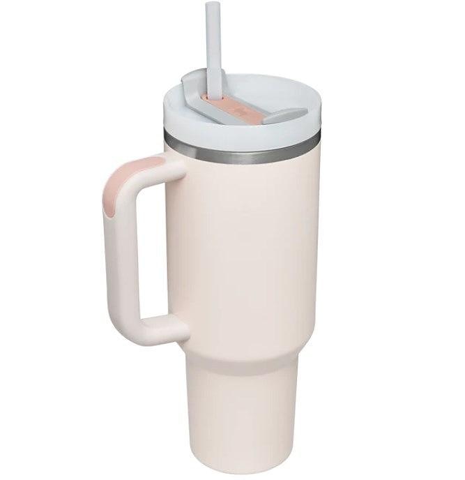 bicchiere estivo con manico da 40 once e coperchio di paglia, bottiglia d'acqua in acciaio inossidabile 304, bicchieri da viaggio isolati con tazza ghiacciata per tè e caffè regalo, tazza per auto di grande capacità con cannuccia del 2025 a $32.99 –P5
