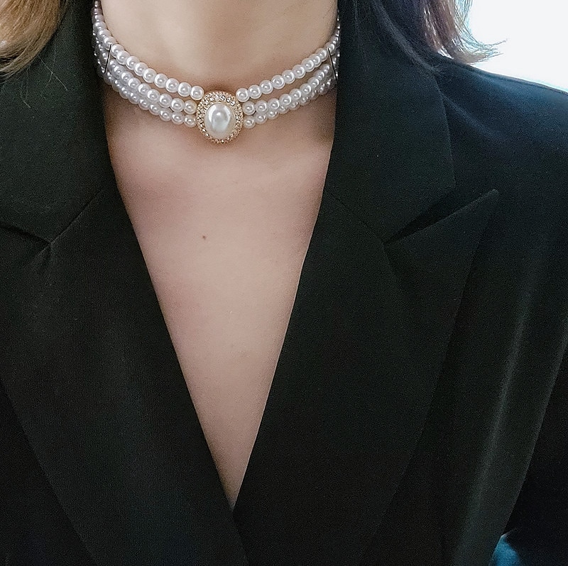 1 stk Choker Halskjede Halskjede For Dame Bryllup Fest & Aften Gave Legering Perler Dyrebar 2025 - $15.99 –P3