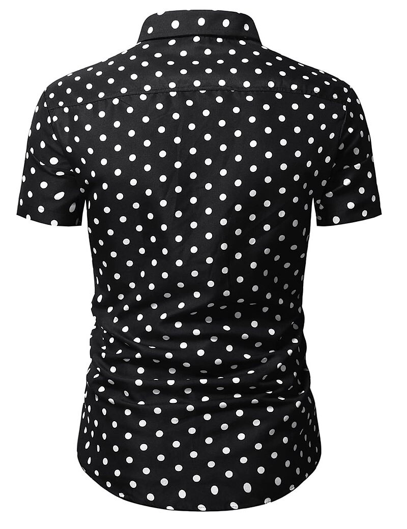 white shirt with small black polka dots