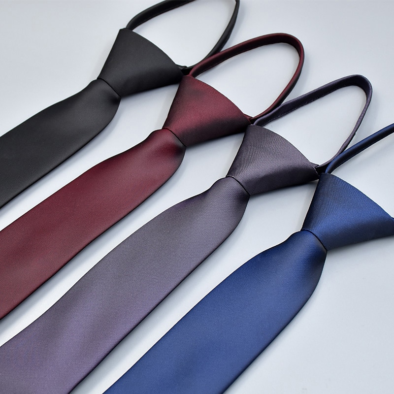 Per uomo Cravatte Cravatta con zip Cravatte da uomo Cravatta con cerniera Cravatta sottile Pretied Con fiocco Liscio Matrimonio Compleanno del 2025 a $12.49 –P6