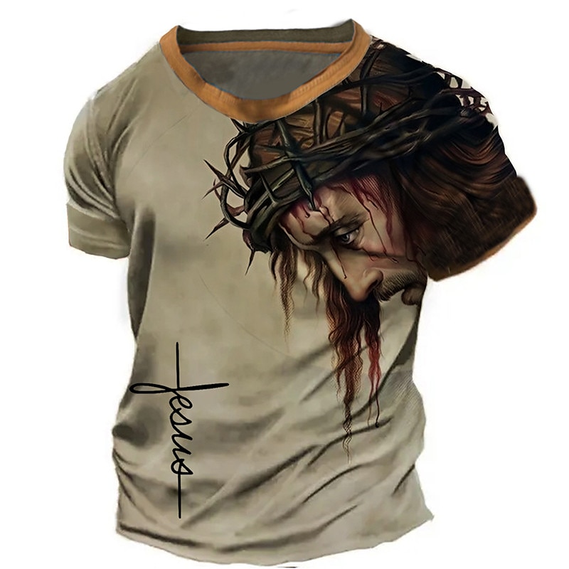 Męskie Graficzny Wiara Podkoszulek Chrześcijańskie koszulki Krótki rękaw Podkoszulek Druk 3D Półgolf Koszula Zabytkowe Moda Designerskie Na zewnątrz Codzienny Sport Niebieski Zielony Khaki Wiosna i 2025 - $17.99 –P1
