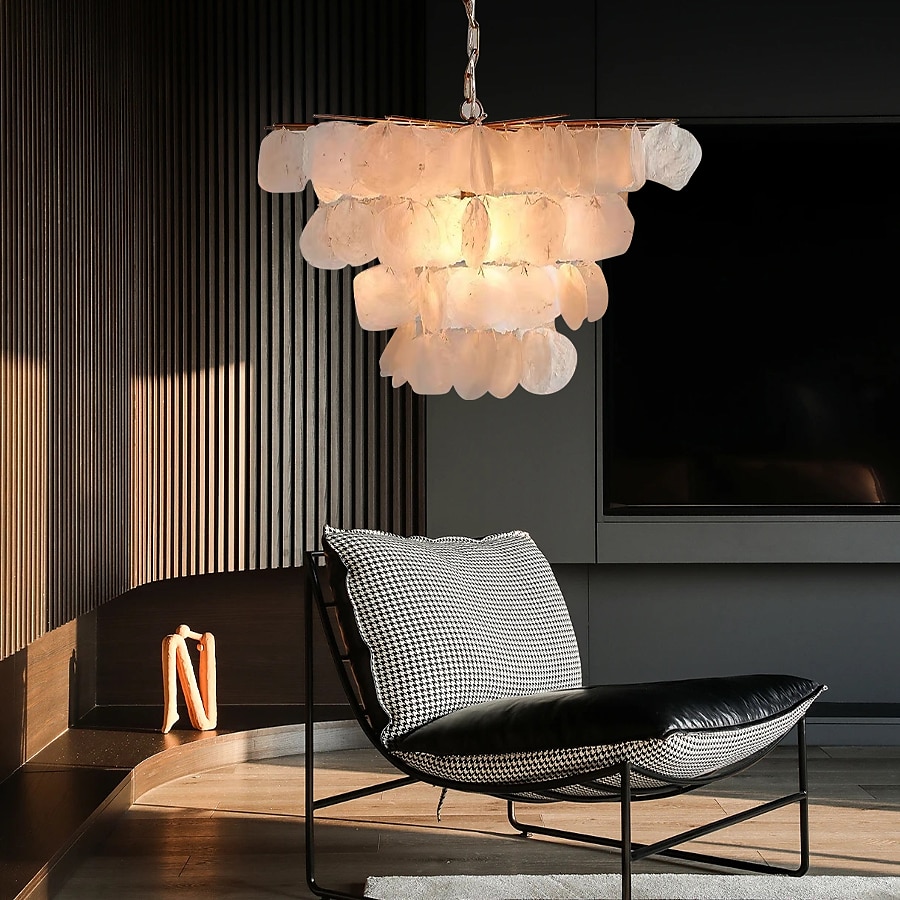 5-luz 64 cm Design de lanterna Lustres Metal Concha Acabamentos Pintados Moderno 110-120V 220-240V de 2025 por $493.99 –P8