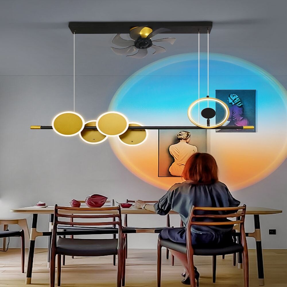 ventilateur de plafond avec application de conception de doublure de lampe de coucher de soleil rotative à 360 °&amp; télécommande 100cm 5 lumières dimmable 6 vitesses de vent ventilateur de plafond de 2025 ? $413.29 –P1