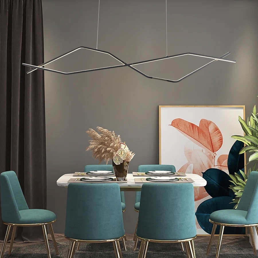 led függőlámpa 100 cm-es sziget lámpák szabályozható vonal dizájn alumínium stílusos minimalista festett felületek étkező konyhai lámpák 110-240v csak távirányítóval szabályozható 2025 - $229.99 –P10