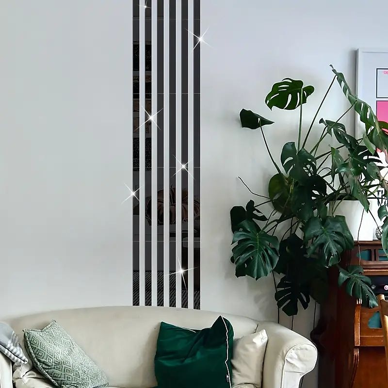 fajne tapety fototapeta 1 szt. Tapeta obramowanie srebrne paski naklejki na lustro-samoprzylepne naklejki ścienne do dekoracji sypialni (5x20cm/2''x8'') 2025 - $9.49 –P8