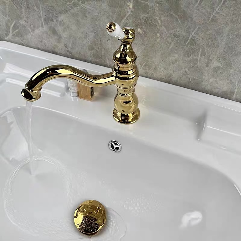 Bathroom Faucet Sink Mixer Basin Taps Deck Mounted, Washroom Vessel Water Brass Tap Single Handle One Hole Golden Chrome 2025 - $121.99 –P4