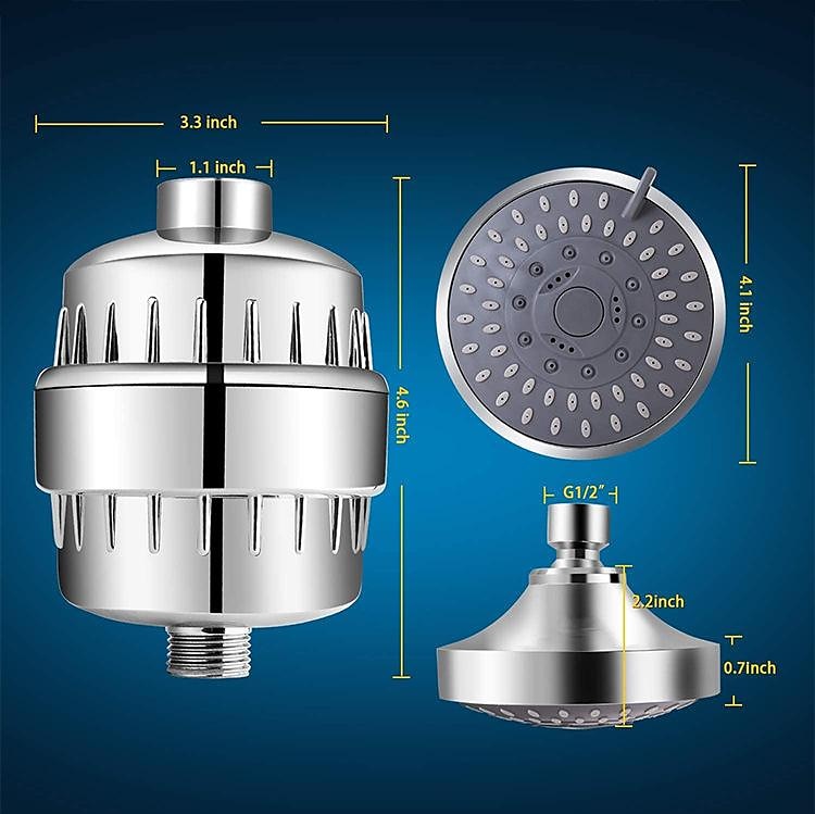 4/6 inch Rainfall Shower Head Set, 5 Mode Sprayer Showerhead with Water Filter, 360-degree Rotation High Pressure Overhead Shower Head Arm Chrome Black Silver 2025 - $9.99 –P9