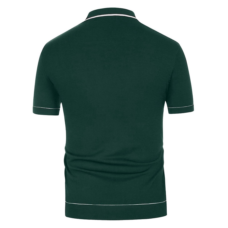 Men's Polo Knit Polo Sweater Business Casual Lapel Short Sleeve Modern Old Money Style Solid / Plain Color Button Front Summer Dark Navy Green Rose Red Polo 2025 - $31.99 –P3