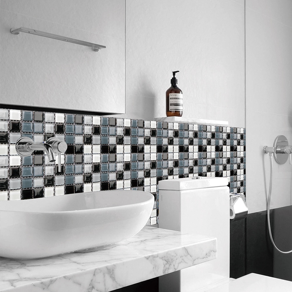 10 piezas 3d mosaico azulejo de cristal pegatina de vidrio tilediy impermeable autoadhesivo pegatina de pared 2025 - $7.99 –P17