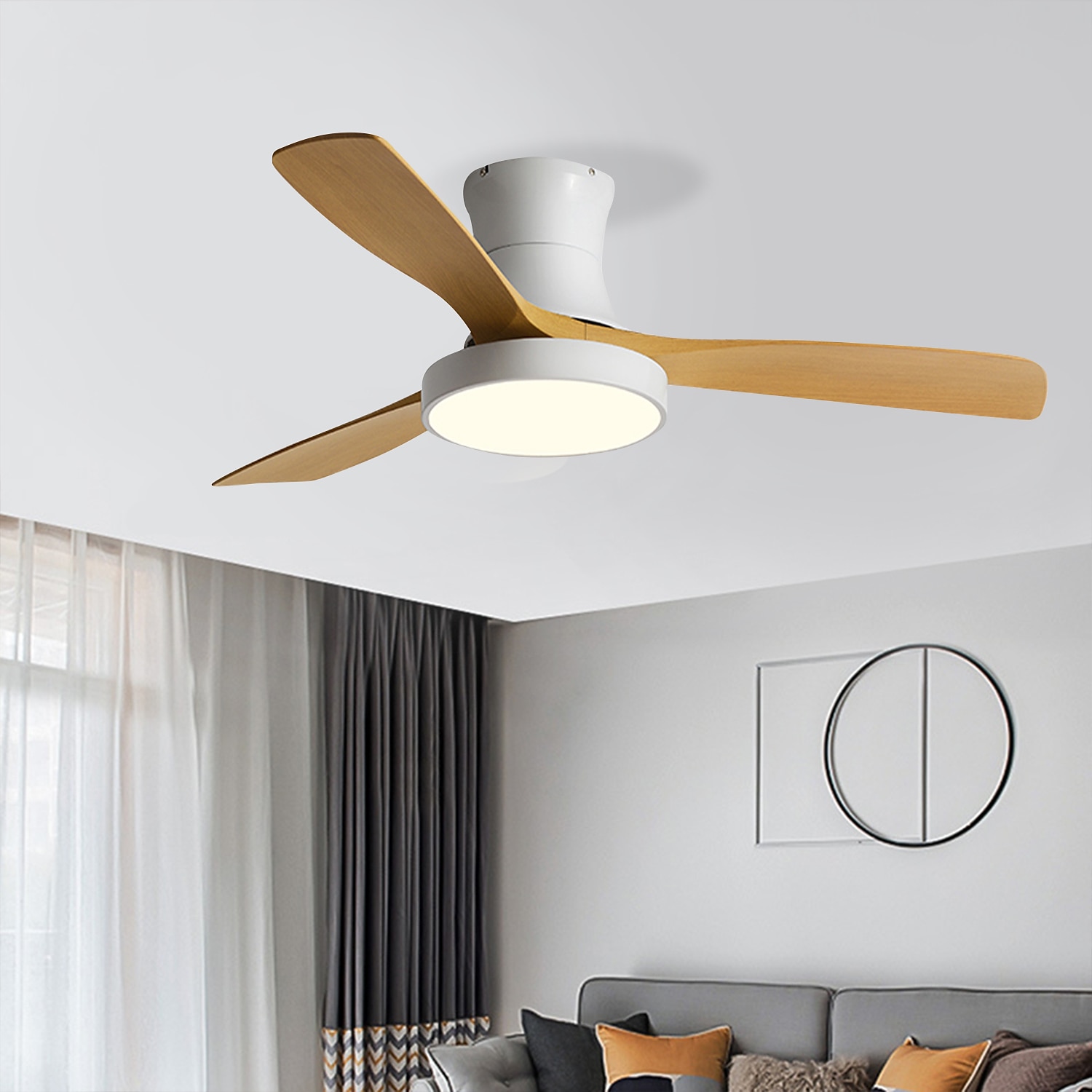 led frekvenskonvertering nordisk takvifte lys, 3 lyse farger og 6 vindhastigheter 42/52 tommer industriell takvifte lysekrone, for stue, soverom etc. 2025 - $345.49 –P8