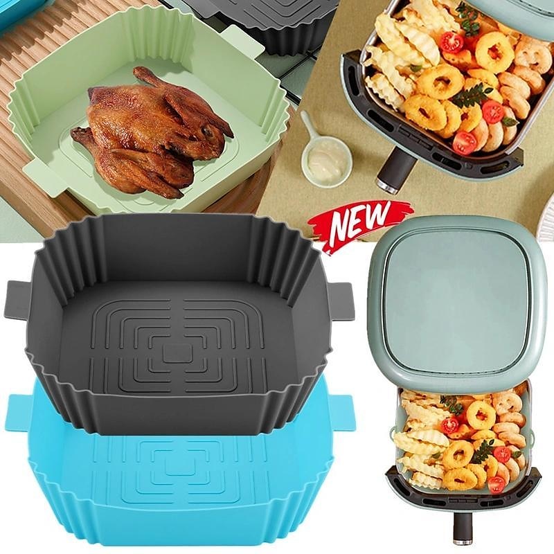 Friteuse à air ustensiles de cuisson en silicone tapis de barbecue multifonctionnel four de cuisson facile à nettoyer plateau en silicone résistant à l'huile de 2025 ? $2.99 –P4