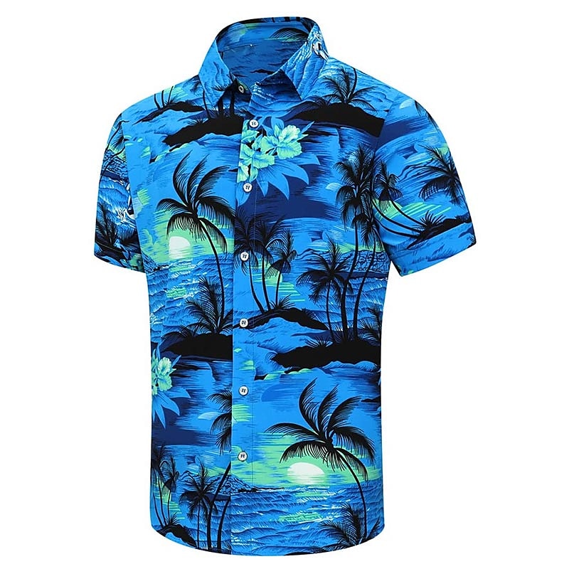 Férfi Virágos Kókuszfa Busz Ing Hawaii ing Aloha ing Rövid ujjú Ing Térfogatcsökkenés Divat Utcai sikk Dizájn Szabadtéri Utca Hétköznapi Fekete Sárga Sötétkék S M L 2025 - $24.99 –P6