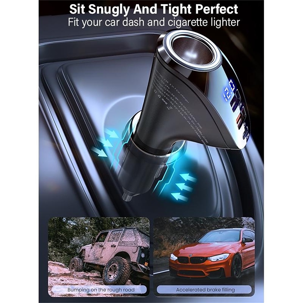 150W Car Charger - USB Type C Super Fast Charging, PD 4.0 & Quick Charge 3.0, Cigarette Lighter Socket 2025 - $19.99 –P8