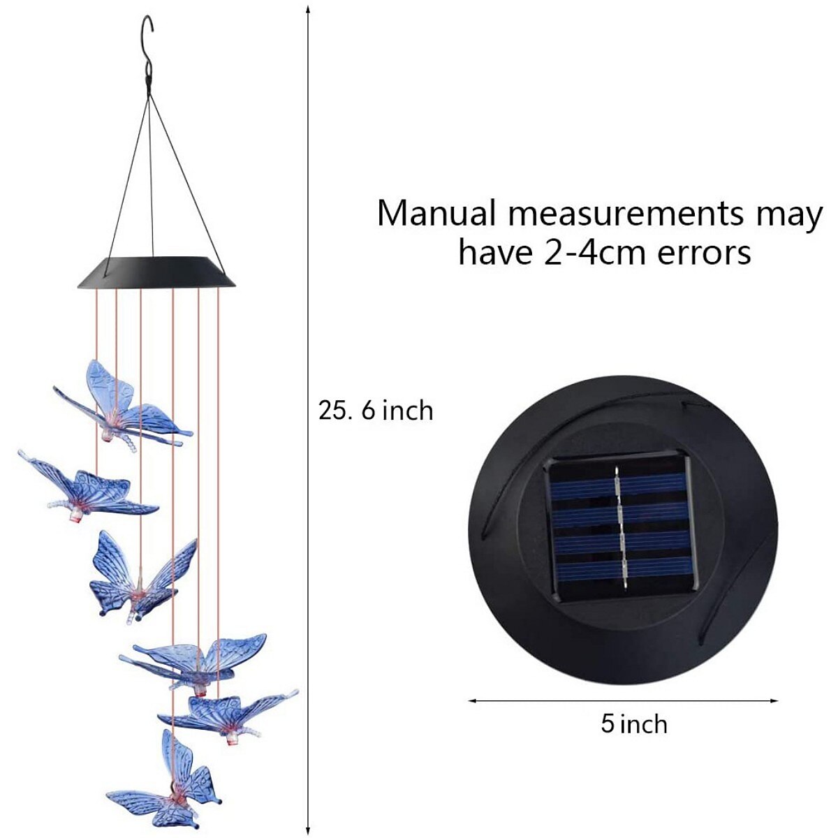 Solar Wind Chimes LED Outdoor Light Changing Butterfly Lights Outdoor Solar Waterproof 6LEDs Wind Chimes Solar Powered Lights for Home Garden Patio Window Decoration 2025 - $21.99 –P2