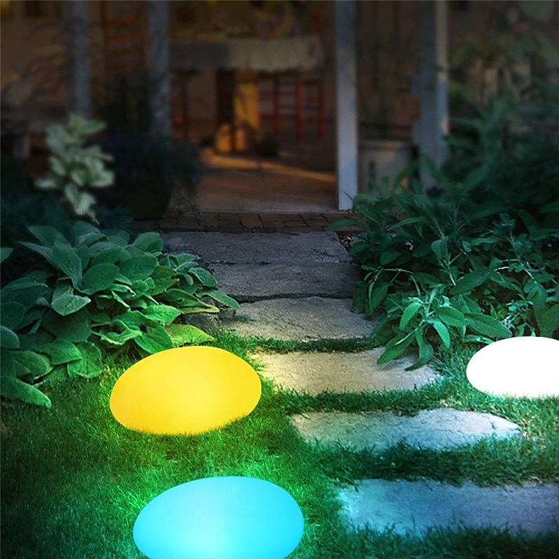 lumini solare de grădină strălucitoare în aer liber lampă în formă de pietruită decor grădină lumină rgb impermeabil peisaj lumini de noapte pentru gazon calea de nuntă 2025 - $52.99 –P11
