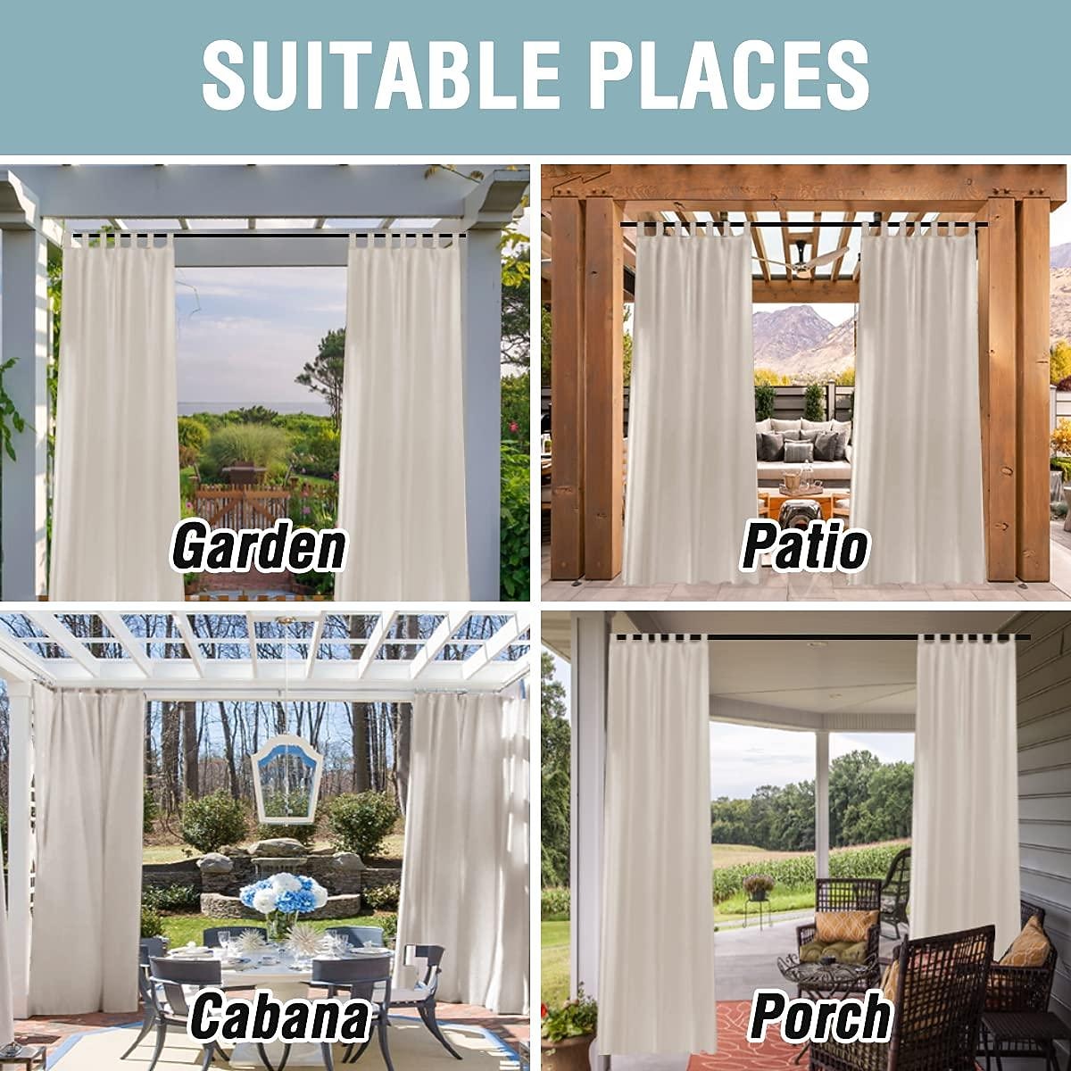 Outdoor Linen Sheer Curtains for Patio Waterproof Indoor/Outdoor Divider Privacy Added Light Filtering Porch Decor with Detachable Self-Stick Tab Top for Gazebo/Cabana, Natural, 2 Panels 2026 - $66.99 –P3
