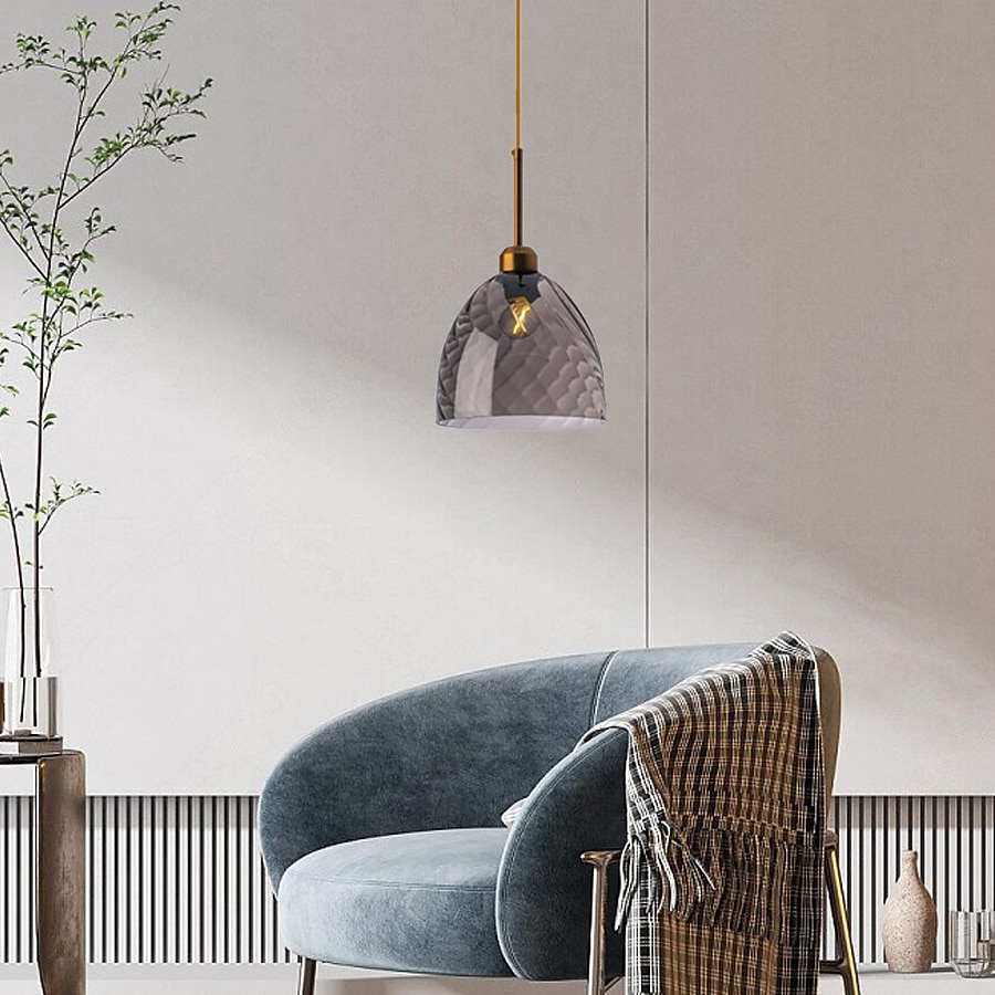 Lampes suspendues à LED îlot de cuisine en verre 10 "éclairage en verre soufflé à la main luminaires d'entrée de foyer de ferme moderne globe suspendu au plafond sur la table ambre/gris fumé 110-240v de 2025 ? $135.99 –P15