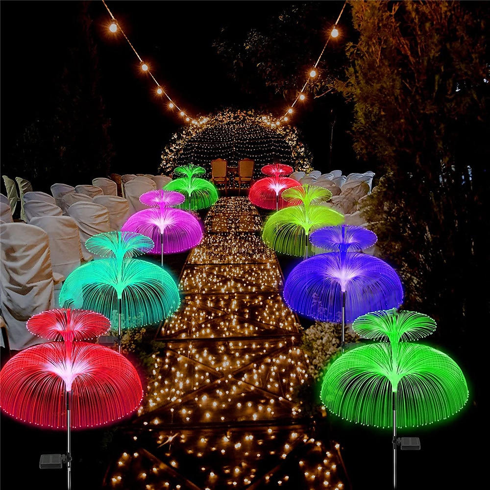 Lampy solarne w kształcie meduz, 4 w 1 zewnętrzne lampy solarne ogrodowe z podwójną warstwą w kształcie meduzy, wodoodporne ip65, dekoracyjne światła motyli do ogrodu, patio, trawnika, podwórka, imprezy urodzinowej, weselnej 2025 - GBP £7.27 –P2