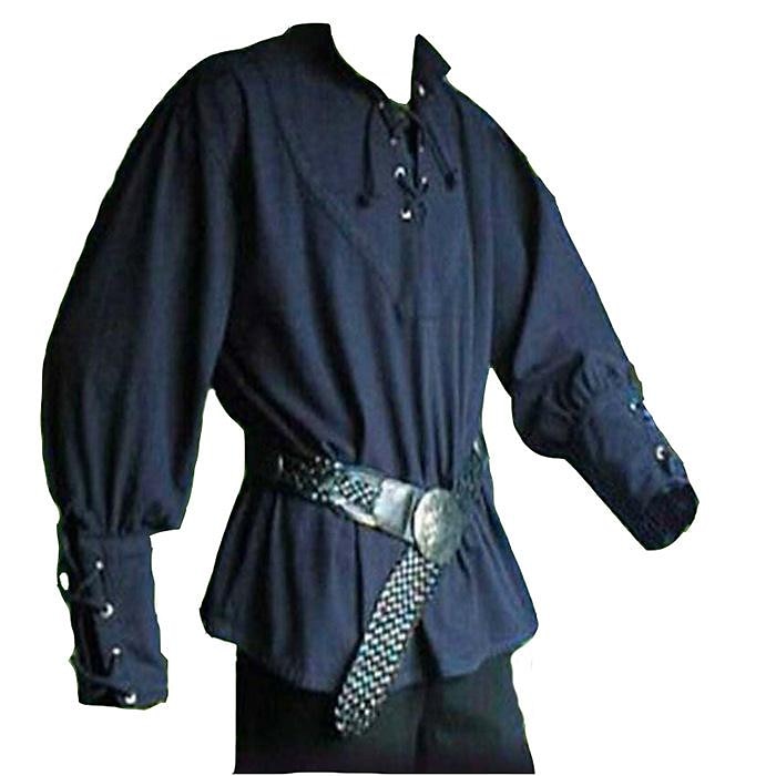 Punk och gotiskt Medeltida kostymer Renässans Blus / Skjorta Cosplay-kostym Tunika Ren Faire Krigare Riddare Viking Snörning Solid färg Herr Keltiskt Pirat Halloween Maskerad Prestanda Scen 2025 - $28.99 –P6