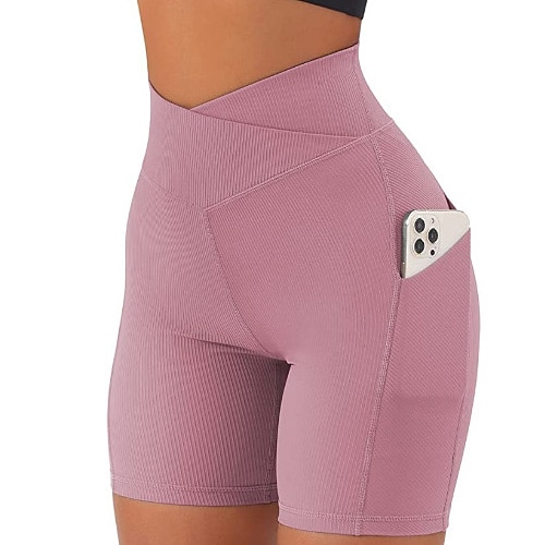 Women's Gym Shorts Yoga Shorts Side Pockets With Phone Pocket