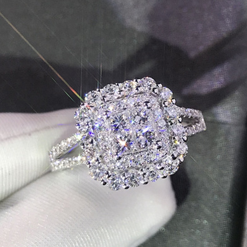 Ring Wedding Geometrical Silver Rhinestone Alloy Love Stylish Luxury Elegant 1PC 2025 - $3.99 –P4