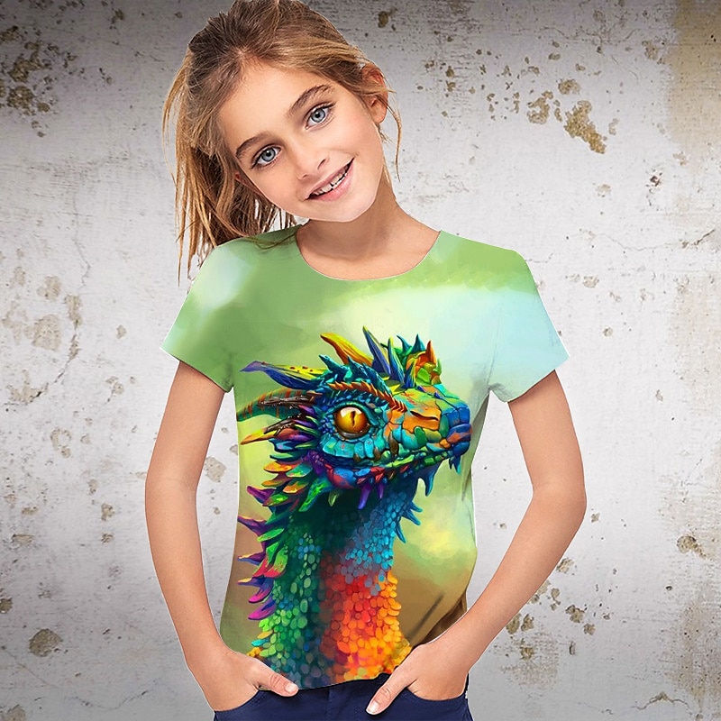 Dívčí 3D Grafika Zvíře Dinosaurus Tričko Košilky Krátký rukáv 3D tisk Léto Jaro Aktivní Módní Šik ven Polyester Děti 3-12 let Venkovní Ležérní Denní Běžný 2025 - $11.49 –P6