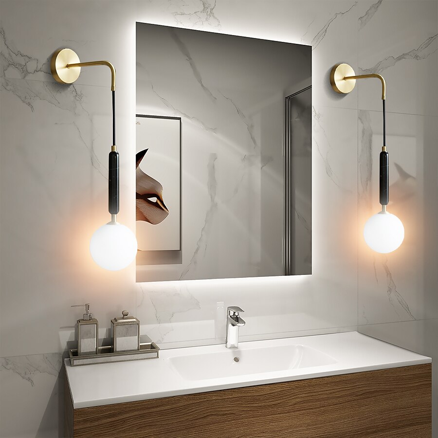iluminación de baño luz de tocador ip20 g9 aplique de pared iluminación latón cepillado luz de baño con pantalla de vidrio transparente aplique de pared de baño luz de pared para espejo cocina 2025 - $132.99 –P7
