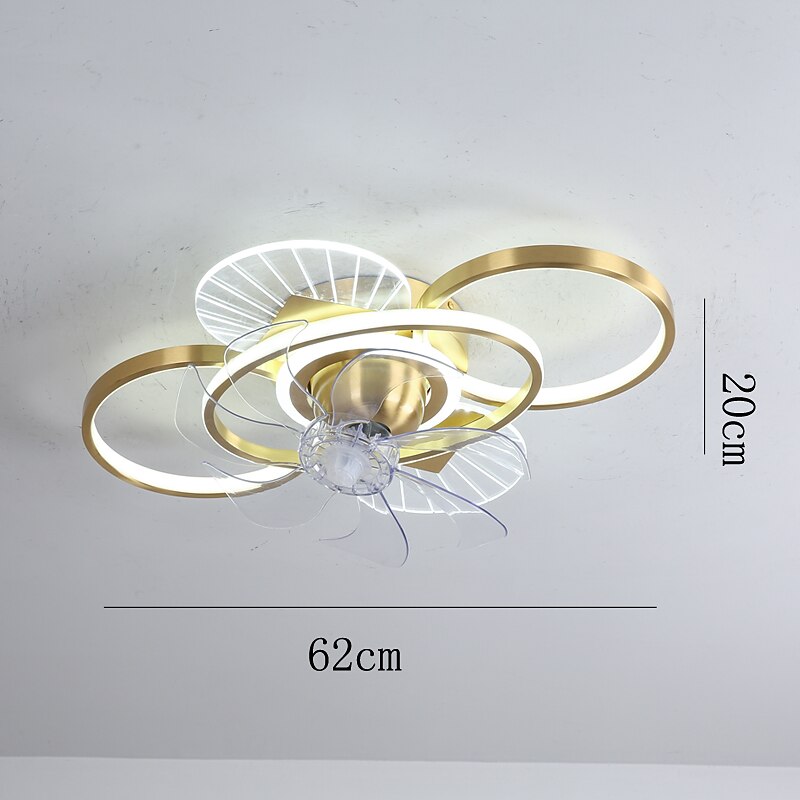 takvifte med lys dimbar sirkeldesign krystall 62cm 6 vindhastigheter moderne takvifte for soverom, stue app& fjernkontroll 110-240v 2025 - $475.09 –P12