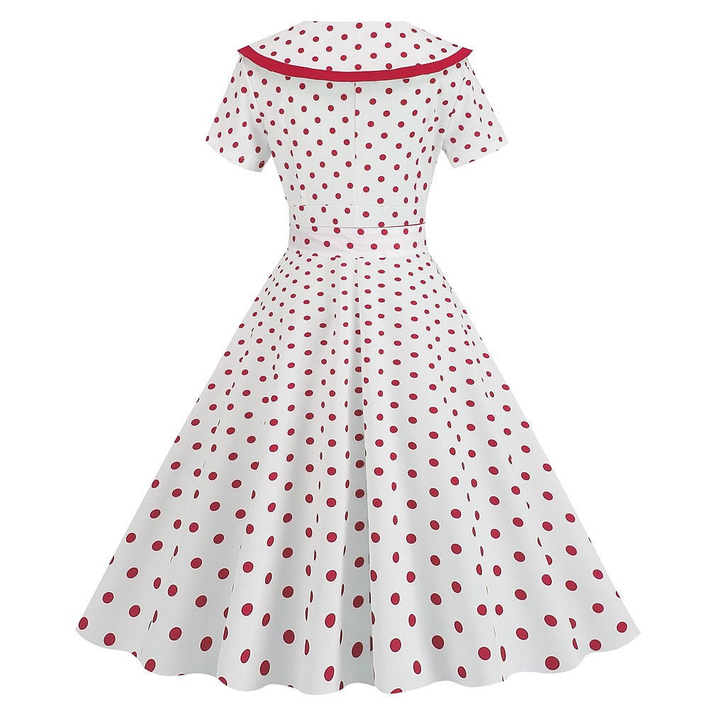 Pöttyös Retró 1950-es Egy vonalú ruha Rockabilly Swing ruha Pöttyös Női Alkalmi / Napi Lánybúcsú Felnőttek Ruha Hazatérő ruhák 2025 - GBP £18 –P14