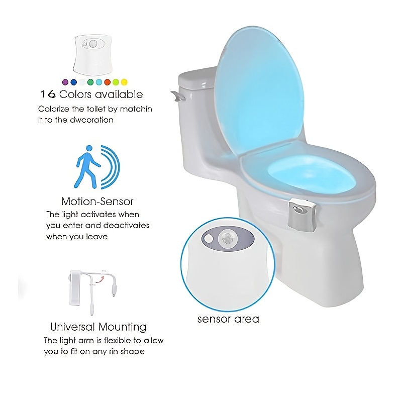 Toilet Night Light Bathroom LED Toilet Seat Bowl Motion Activated Detection Sensor 16-Color Changing Waterproof Washroom for Adult Kid 2026 - $9.49 –P2