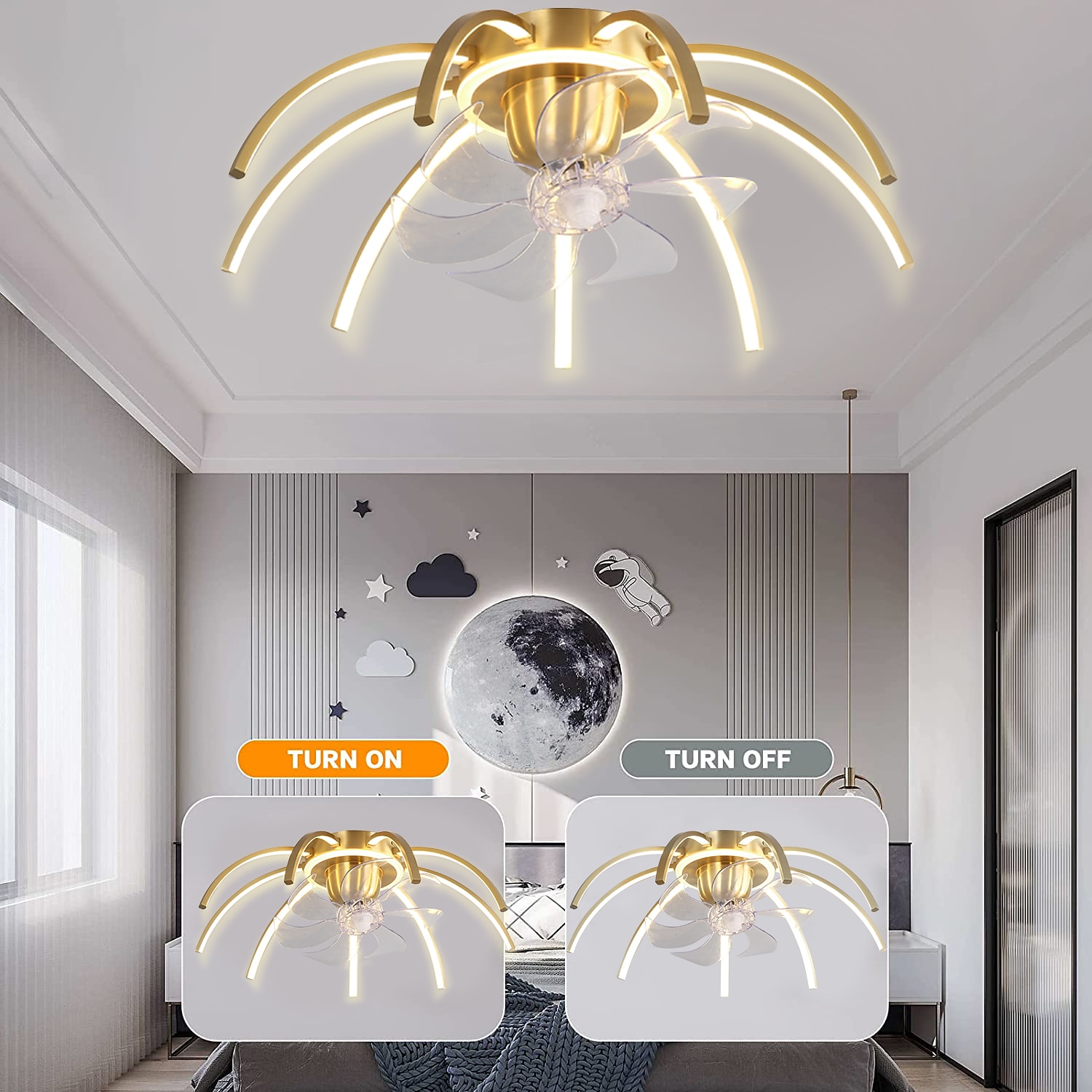 Ceiling Fan with Light Dimmable 65cm 6 Wind Speeds Modern Ceiling Fan for Bedroom, Living Room App & Remote Control 110-240V 2025 - $475.09 –P5