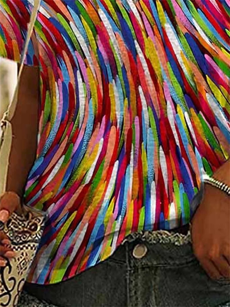 Women's T Shirt Graphic Basic Short Sleeve V Neck Regular Tops Daily Weekend Print Red Blue Green 2025 - $19.99 -P3