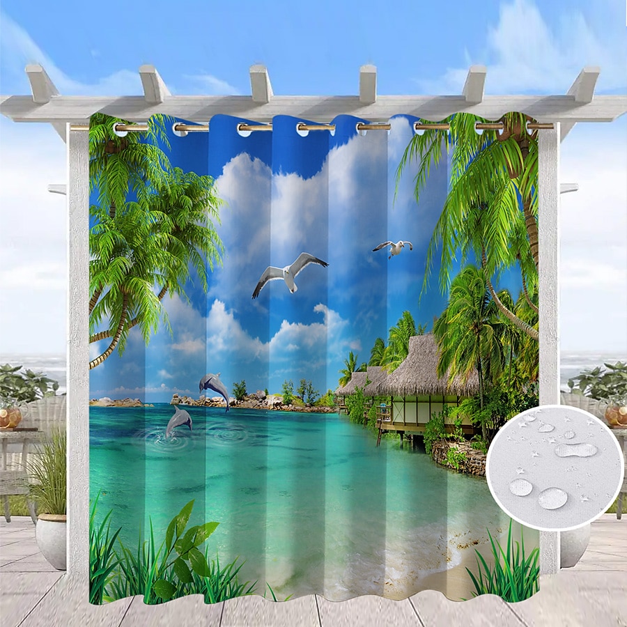 vanntette utendørs gardiner for innendørs bryllup terrasse tykke privat grommet gardiner for bryllup soverom, stue, veranda, pergola, cabana, 1 panel 2025 - $30.99 –P2