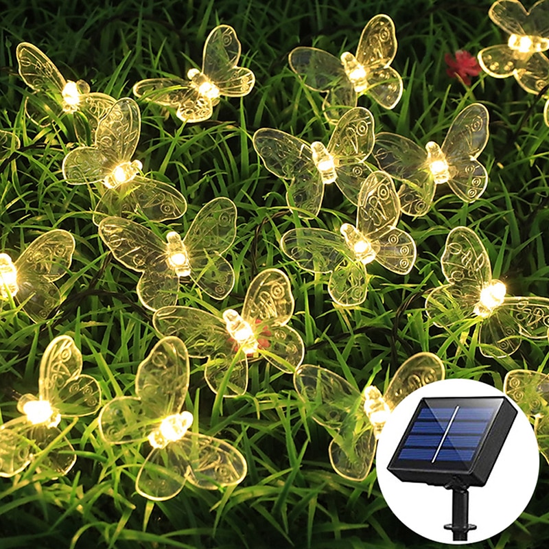 Solar-Lichterkette für die Gartendekoration – 5 m, 20 LEDs, Libelle und Schmetterling, wasserdichte Kranzlichter für den Rasen, Hochzeits- und Partydekoration 2025 - $14.99 –P9