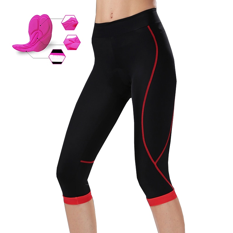 Damen ¾ Radhose Fahhrad 3/4  Sporthose MTB Mountain Rennrad Sport 3D-Pad Atmungsaktiv Schnelltrocknend Feuchtigkeitsableitung Rosa Rot Spandex Bekleidung Fahrradbekleidung 2025 - $25.99 –P2