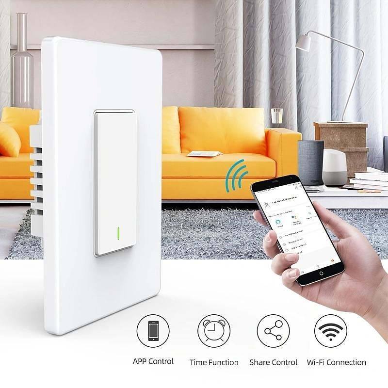 مفتاح إضاءة حائط ذكي 16a 3 way switch 1800w tuya smart life التحكم الصوتي 2.4 جيجا هرتز wifi زر ضغط العمل مع alexa google home 2025 - $24.99 –P3