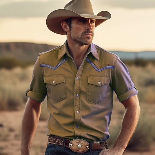 Ανδρικά Cowboy Πουκάμισο Δυτικό πουκάμισο Πουκάμισο καουμπόη Μακρυμάνικο Μοντέρνα Υψηλής Ποιότητας Αναπνέει Αργίες Καλοκαίρι Άνοιξη Απορρίπτω Στάμπα Κουμπί-Κάτω 2025 - $32.99 –P4