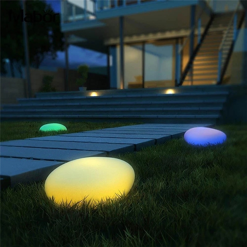 lumini solare de grădină strălucitoare în aer liber lampă în formă de pietruită decor grădină lumină rgb impermeabil peisaj lumini de noapte pentru gazon calea de nuntă 2025 - $52.99 –P8